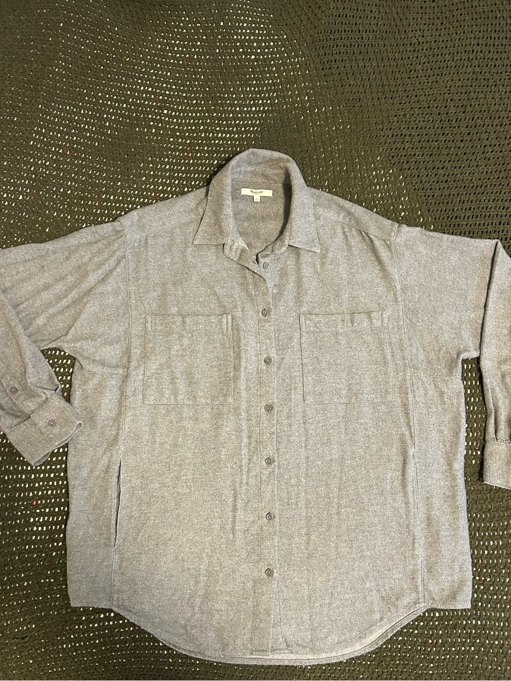 Madewell Heather Gray Long Sleeve Button Front Shirt